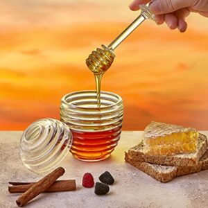 Touchstone Honey Jars with Dipper for Kitchen, Unbreakable Food Grade Acrylic Material, Honey Pot With Spoon, Tarro De Miel Con Cuchara. Honey holder, (3.5" x 5.6") (10 fl oz)