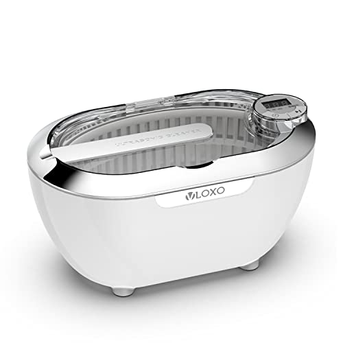 VLOXO Ultrasonic Cleaner with Digital Display 700ml Touch Screen Device Ultrasonic Cleaning Device Ultrasonic Bath Ultrasonic Cleaner Machine for Watches Jewelry Razor Heads Coin(White)