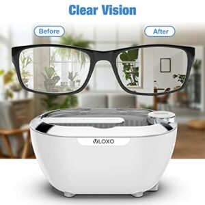 VLOXO Ultrasonic Cleaner with Digital Display 700ml Touch Screen Device Ultrasonic Cleaning Device Ultrasonic Bath Ultrasonic Cleaner Machine for Watches Jewelry Razor Heads Coin(White)