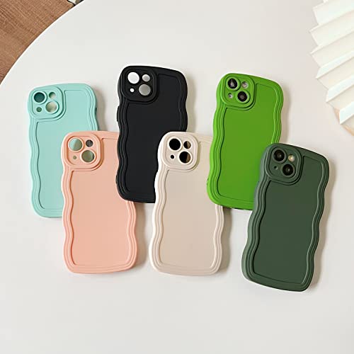 Caseative Solid Color Curly Wave Frame Soft Compatible with iPhone Case (White,iPhone 12 Pro)