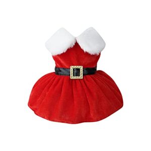 bdyjy small puppy clothes for girls christmas santa dog christmas outfit thermal holiday puppy costume dress pet clothes angel dog outfit (black, m)
