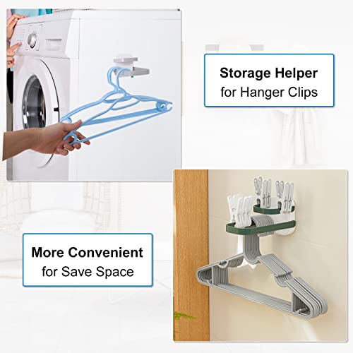 BULFULL Hanger Organizer No Punching Hanger Storage Rack, Foldable Hanger Storage Holder Hanger Organizer Rack Double Layer, Hanger Holder Stand Hanger Organizer Stacker for Closet Laundry Room(Green)