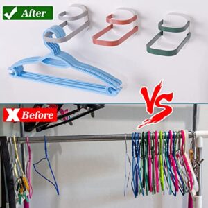 BULFULL Hanger Organizer No Punching Hanger Storage Rack, Foldable Hanger Storage Holder Hanger Organizer Rack Double Layer, Hanger Holder Stand Hanger Organizer Stacker for Closet Laundry Room(Green)