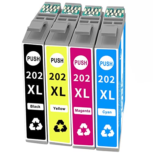 202XL Remanufactured Ink Cartridge Replacement for Epson 202 XL 202XL T202XL to use with Workforce WF-2860 Expression Home XP-5100 Printer New Upgraded Chips(1Black, 1 Cyan, 1 Magenta, 1 Yellow)