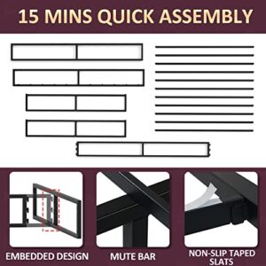 Bilily 10 Inch Queen Bed Frame with Steel Slat Support, Low Profile Queen Metal Platform Bed Frame Support Mattress Foundation, No Box Spring Needed/Easy Assembly/Noise Free