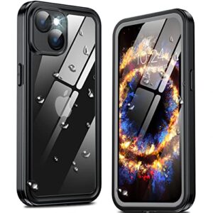 goldju for iphone 14 case, [ip68 waterproof] case [dustproof] with [built-in screen protector], [10ft military fully body shockproof] phone case for iphone 14 6.1 inch (2022), black/clear