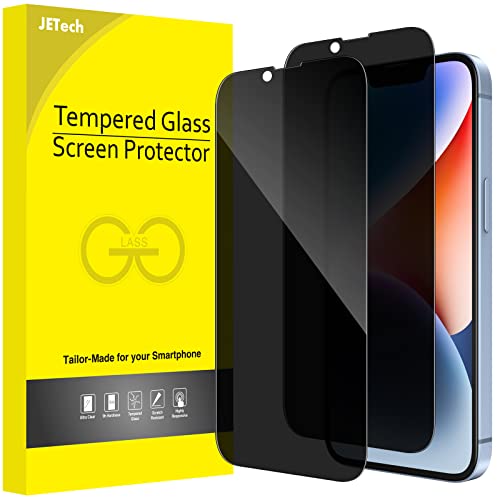 JETech Privacy Full Coverage Screen Protector for iPhone 14 6.1-Inch (NOT FOR iPhone 14 Plus 6.7-Inch), Anti-Spy Tempered Glass Film, Edge to Edge Protection Case-Friendly, 2-Pack