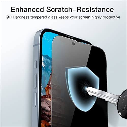 JETech Privacy Full Coverage Screen Protector for iPhone 14 6.1-Inch (NOT FOR iPhone 14 Plus 6.7-Inch), Anti-Spy Tempered Glass Film, Edge to Edge Protection Case-Friendly, 2-Pack