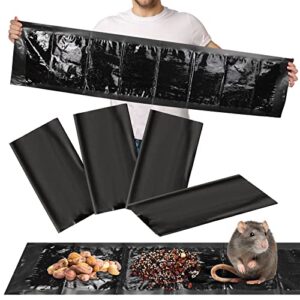 sticky mouse trap mouse glue traps sticky rat trap that work for trapping snakes rats spiders roaches rodents 47 inch large heavy duty pre baited mats indoor outdoor catch pest trap (black, 4 pcs)