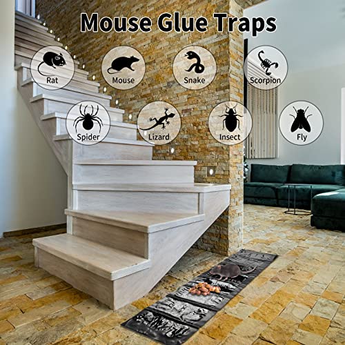 Sticky Mouse Trap Mouse Glue Traps Sticky Rat Trap That Work for Trapping Snakes Rats Spiders Roaches Rodents 47 Inch Large Heavy Duty Pre Baited Mats Indoor Outdoor Catch Pest Trap (Black, 4 Pcs)