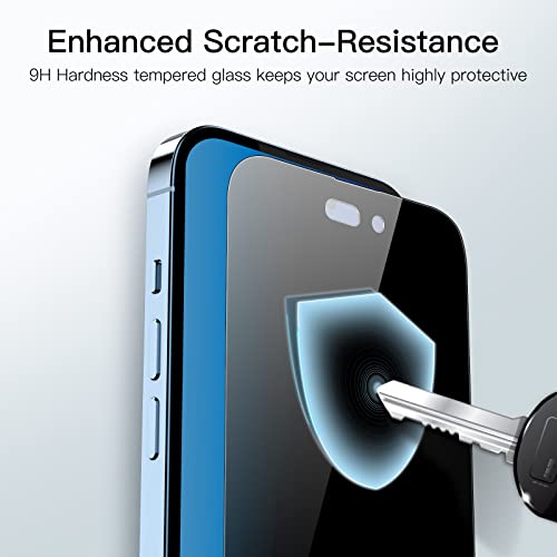 JETech Privacy Full Coverage Screen Protector for iPhone 14 Pro 6.1-Inch (NOT FOR iPhone 14 Pro Max 6.7-Inch), Anti-Spy Tempered Glass Film, Edge to Edge Protection Case-Friendly, 2-Pack