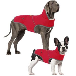 dog winter coat jacket, dog cold weather coats vest, warm fleece lining dog snow coat for small medium large dogs red m