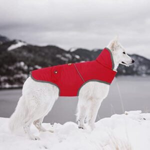 Dog Winter Coat Jacket, Dog Cold Weather Coats Vest, Warm Fleece Lining Dog Snow Coat for Small Medium Large Dogs Red M