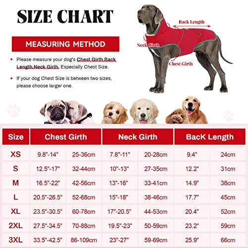 Dog Winter Coat Jacket, Dog Cold Weather Coats Vest, Warm Fleece Lining Dog Snow Coat for Small Medium Large Dogs Red M