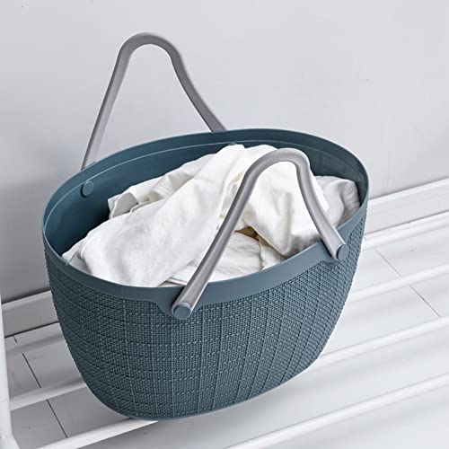 GILIGEGE Shopping Basket Soft Portable Picnic Basket Plastic Wash Basket Dirty Clothes Storage Basket Bath Basket Bath Basket Beach Travel Handbag Cool Camping Gifts for Women (Navy, One Size)