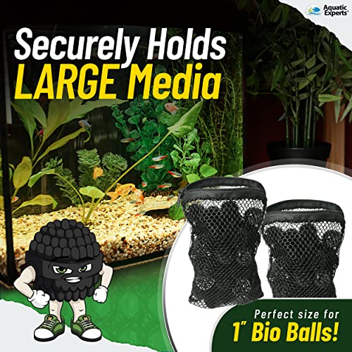 Mesh Bags for Bio Ball Filter Media - Perfect for Aquarium and Pond Filtration - Made in The USA (2 Pack 5 inch x 7 inch)