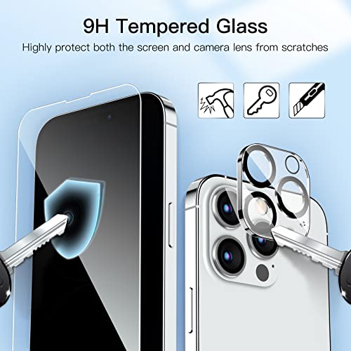JETech Full Coverage Screen Protector for iPhone 14 Pro 6.1-Inch with Camera Lens Protector (NOT FOR iPhone 14 Pro Max 6.7-Inch), Tempered Glass Film, HD Clear, 2-Pack Each
