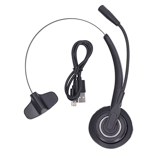 Dilwe Single Ear USB Headset, Monaural Headphone with Microphone, Bluetooth Noise Canceling Headset, On Ear Wireless Call Center Headset for Office Home Business