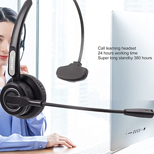 Dilwe Single Ear USB Headset, Monaural Headphone with Microphone, Bluetooth Noise Canceling Headset, On Ear Wireless Call Center Headset for Office Home Business