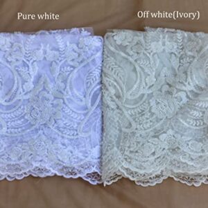 Special Large Patterns Design La Belleza Beading lace Fabric 49" Width Beautiful Easy to Cut for Wedding Dress White lace Fabric Off White 2 Yards