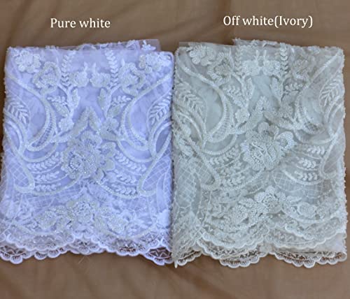 Special Large Patterns Design La Belleza Beading lace Fabric 49" Width Beautiful Easy to Cut for Wedding Dress White lace Fabric Off White 2 Yards