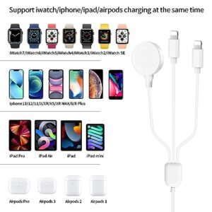 3 in 1 Charger Cable for Apple Watch/iPhone/Airpods, Wireless Watch Charger Compatible with Apple Watch Series 7,6,5,4,3,2,1 and iPhone 13,12,11,Pro,Max,XR,XS,XSX & Pad Series