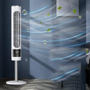 FEER Air Floor Standing Fan Portable Air Conditioning With Remote Control Negative Ion Generator Leafless Tower Fan For Home (Color : A, Size : 230 * 230 * 930mm)