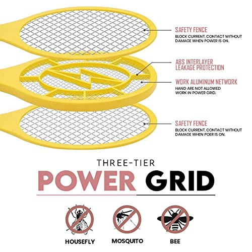 DEVOGUE® Electric Fly Swatter Bug Zapper Battery Operated Flies Killer Indoor & Outdoor Pest Control Mosquito and Insect Catcher Racket