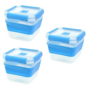 cool gear 3-pack collapsible 7.5 cup square food container | dishwasher and microwave safe | perfect for on the go lunches and leftovers | expands to hold 2x more | air tight snaps keeps food fresh