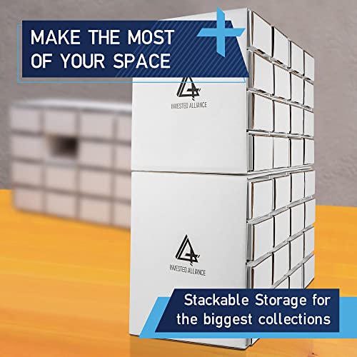 Invested Alliance 16 Trading Card Storage Boxes | Baseball / Sports Card Storage Organizer for TCG, MTG. Baseball, NBA, and Football Cards Box. Magic Card Storage Box.