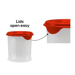 Plasvale Food Storage Containers with Lids, Freezer, Microwave and Dishwasher Safe - BPA Free (8-Pieces Set, Red, Model 6)