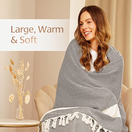 Luxurious Turkish Cotton Blanket - Soft, Large, Lightweight, and Breathable - Boho Style for Bed, Couch, and Home