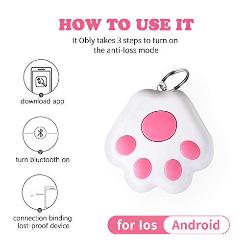 Bluetooth Tracker Key Finder Paw GPS Tracker Wireless Two Way Locator Devices Selfie Accessories Anti-Lost Alarm Wallet Key Luggage Child Pet Finder Mini Smart Tracker (Pink, PAW)