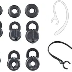 Zotech Earbud Gel & Ear Hook for Plantronics, 9 Pcs (Small/Medium/Large) Black Replacement Eargel & 2 Pcs Black Clear Ear Hook, Fit for Plantronics M155 M165 M1100 M100 M55 M28 M25 Voyager Edge