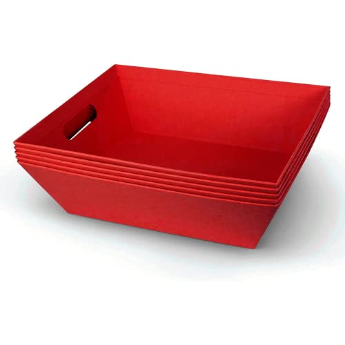 Upper Midland Products [5PK] Large Red Baskets For Gifts Empty To Fill| Bulk Gift Basket Kit- 10x12” Big Red Basket | Christmas, Valentines, Thanksgiving, Easter |Gift To Impress