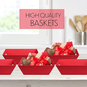 Upper Midland Products [5PK] Large Red Baskets For Gifts Empty To Fill| Bulk Gift Basket Kit- 10x12” Big Red Basket | Christmas, Valentines, Thanksgiving, Easter |Gift To Impress