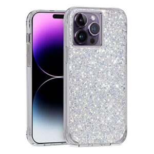 case-mate iphone 14 pro max case - twinkle stardust [10ft drop protection] [wireless charging compatible] luxury cover with cute bling sparkle for iphone 14 pro max 6.7", anti-scratch, shockproof