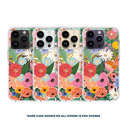 Rifle Paper Co. iPhone 14 Pro Case [Compatible with MagSafe] [10FT Drop Protection] Cute iPhone Case 6.1" with Floral Pattern, Anti-Scratch Tech, Shockproof Material, Slim Fit - Garden Party Blush