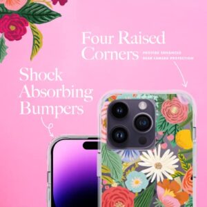 Rifle Paper Co. iPhone 14 Pro Case [Compatible with MagSafe] [10FT Drop Protection] Cute iPhone Case 6.1" with Floral Pattern, Anti-Scratch Tech, Shockproof Material, Slim Fit - Garden Party Blush