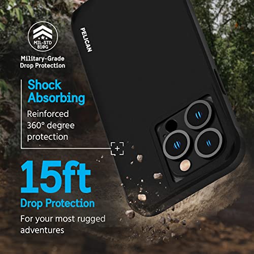 Pelican Ranger Series - iPhone 14 Pro Case 6.1" [Wireless Charging Compatible] Protective Phone Case with Anti-Scratch Tech [15FT MIL-Grade Drop Protection] Slim Rugged Cover for iPhone 14 Pro - Black