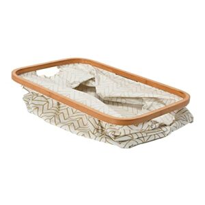 Household Essentials Bamboo Rimmed Krush Basket with Cutout Handles, Set of 2 Sizes, Tan Chevron