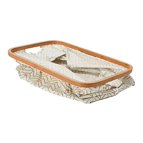 Household Essentials Bamboo Rimmed Krush Basket with Cutout Handles, Set of 2 Sizes, Tan Chevron