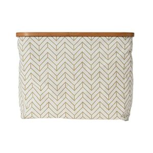 Household Essentials Bamboo Rimmed Krush Basket with Cutout Handles, Set of 2 Sizes, Tan Chevron
