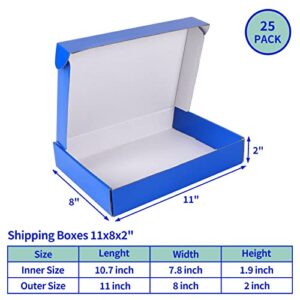 Rempry 11x8x2 Blue Shipping Boxes 25 Pack, Gift Box for Birthday Party Wraping Presents, Cardboard Shirt Boxes for Packaging Small Business