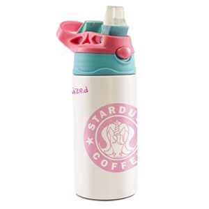 trend setters stardust unicorn – 12 oz kids water bottle with pop up silicone straw - personalized - double wall vacuum stainless steel insulation – keep beverage temperature for up to 8 hours