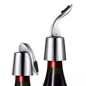 wine stoppers for wine bottles with stainless steel vacuum wine bottle stopper with silicone reusable wine corks, leak proof keep fresh suitable for red&white bottle (2 pack)