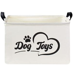 fxocshe rectangular dog basket collapsible toy storage box waterproof coating toy box cute dog toy bin kids gift basket home decor（lucky love dog）