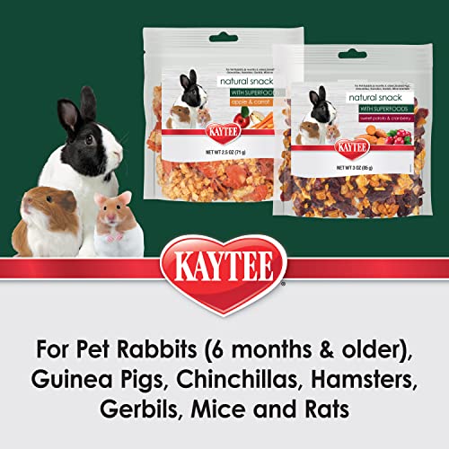 Kaytee Natural Snack with Superfoods For Pet Guinea Pigs, Rabbits, Hamsters, and Other Small Animals, Apple & Carrot, 2.5 Ounces