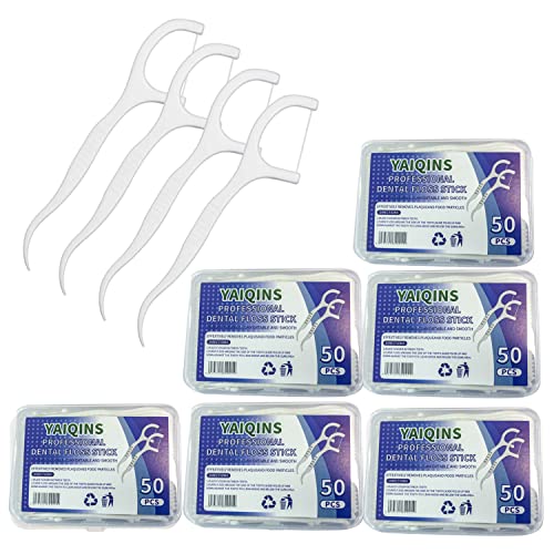 Dental Floss Sticks Professional Toothpick Sticks Box of 6 (336 Count) Individual Boxes and dental floss Pick, 336.0 Foot, (Y-50)