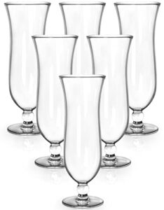 yesland 6 pcs hurricane glass - 13.5 oz break-resistant plastic pina colada cocktail glasses clear tulip drinking cups for drinking cocktails, full-bodied beer, juice, tropical drinks, water